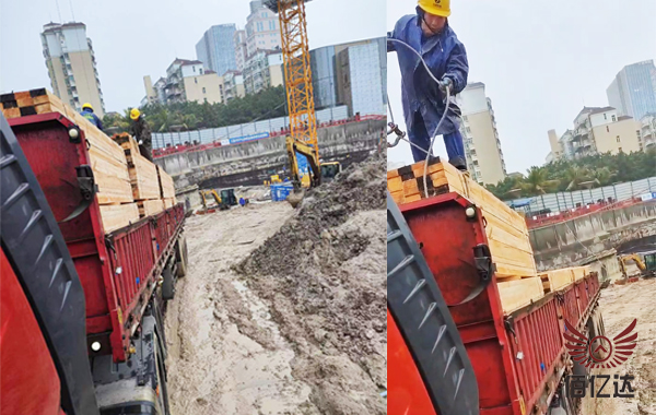 廣東廣州建筑木方工地卸貨圖